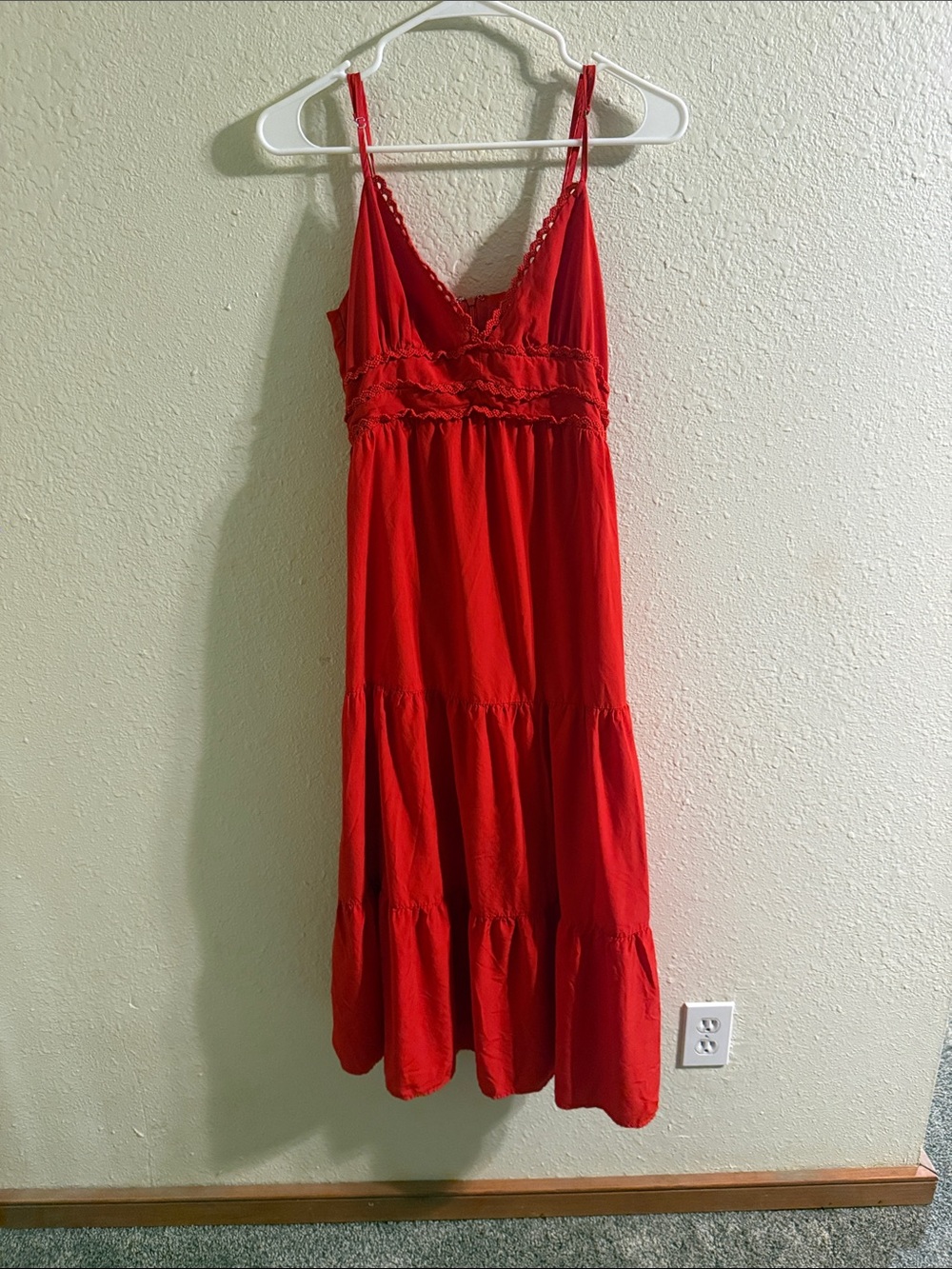 Bright Red V-Neck Spaghetti Strap Dress